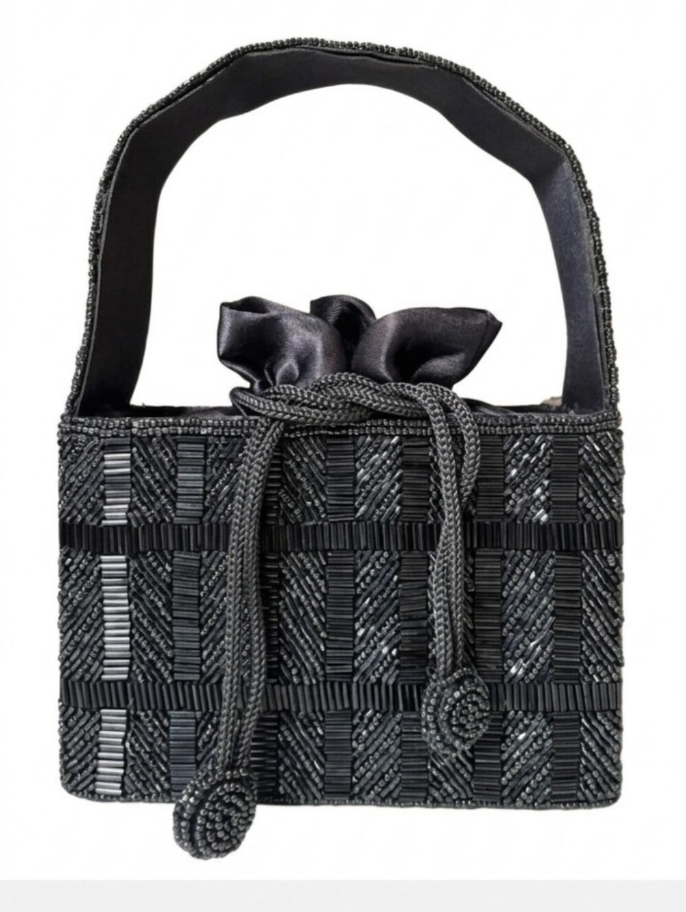 La Regale Gunmetal Beaded Art Deco Vintage Evening Mini Bag EUC